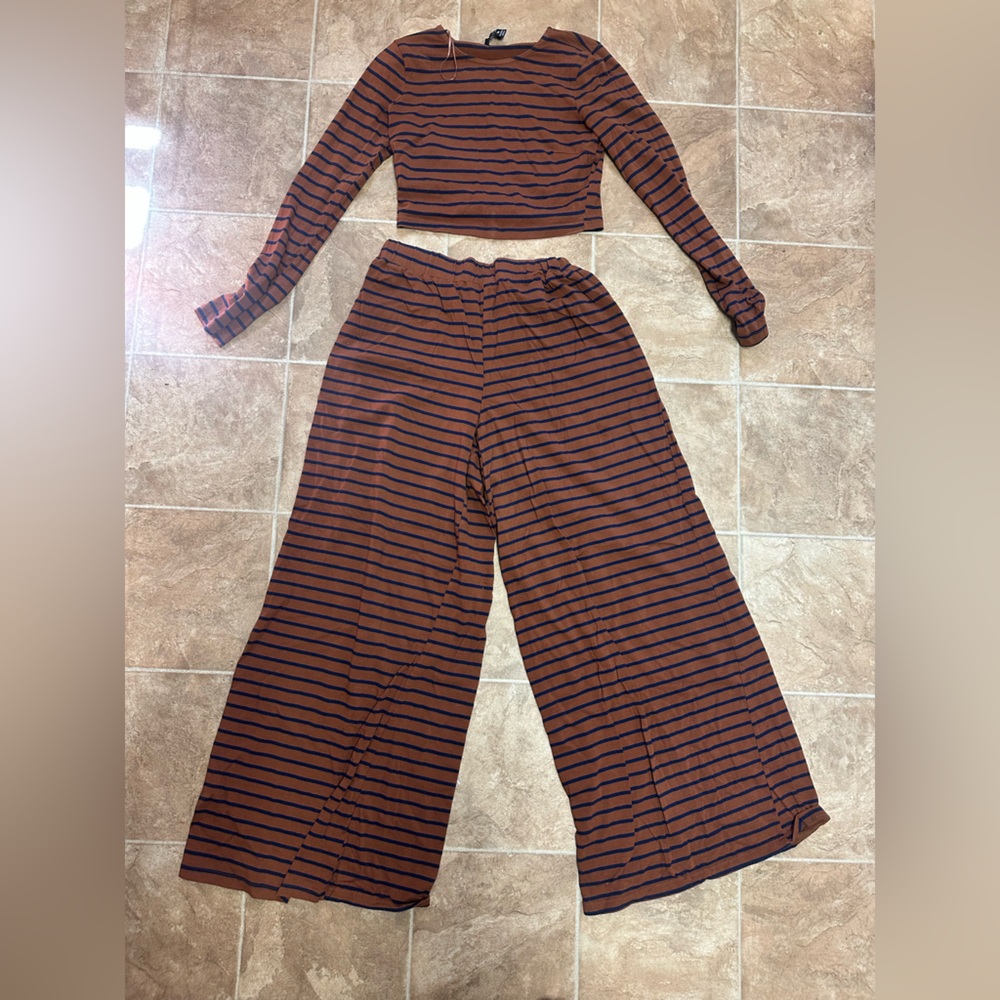 Striped Brown and Navy Women's cotton set